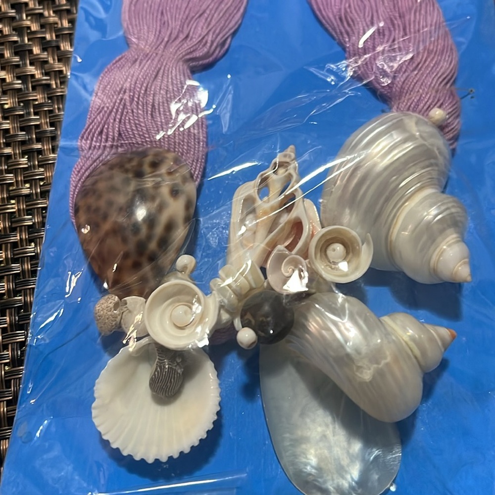 Vintage unique Handcrafted Necklace with Cream and purple Accents. - Picture 2 of 2